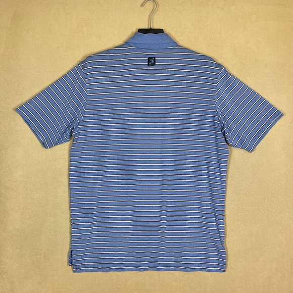 FootJoy Golf Polo Shirt Mens L Blue Striped Regular Fit - Picture 10 of 12